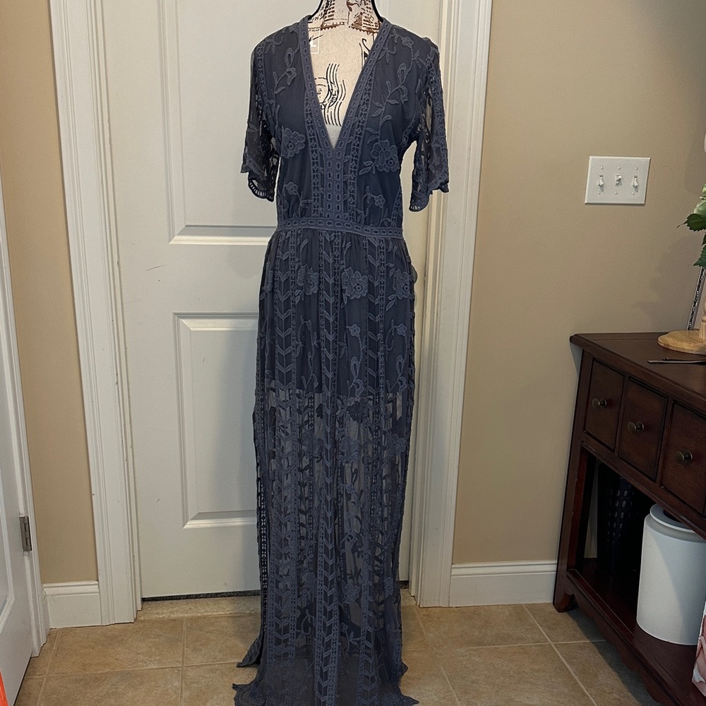 Socialite purplish/grey Lace Maxi Dress
